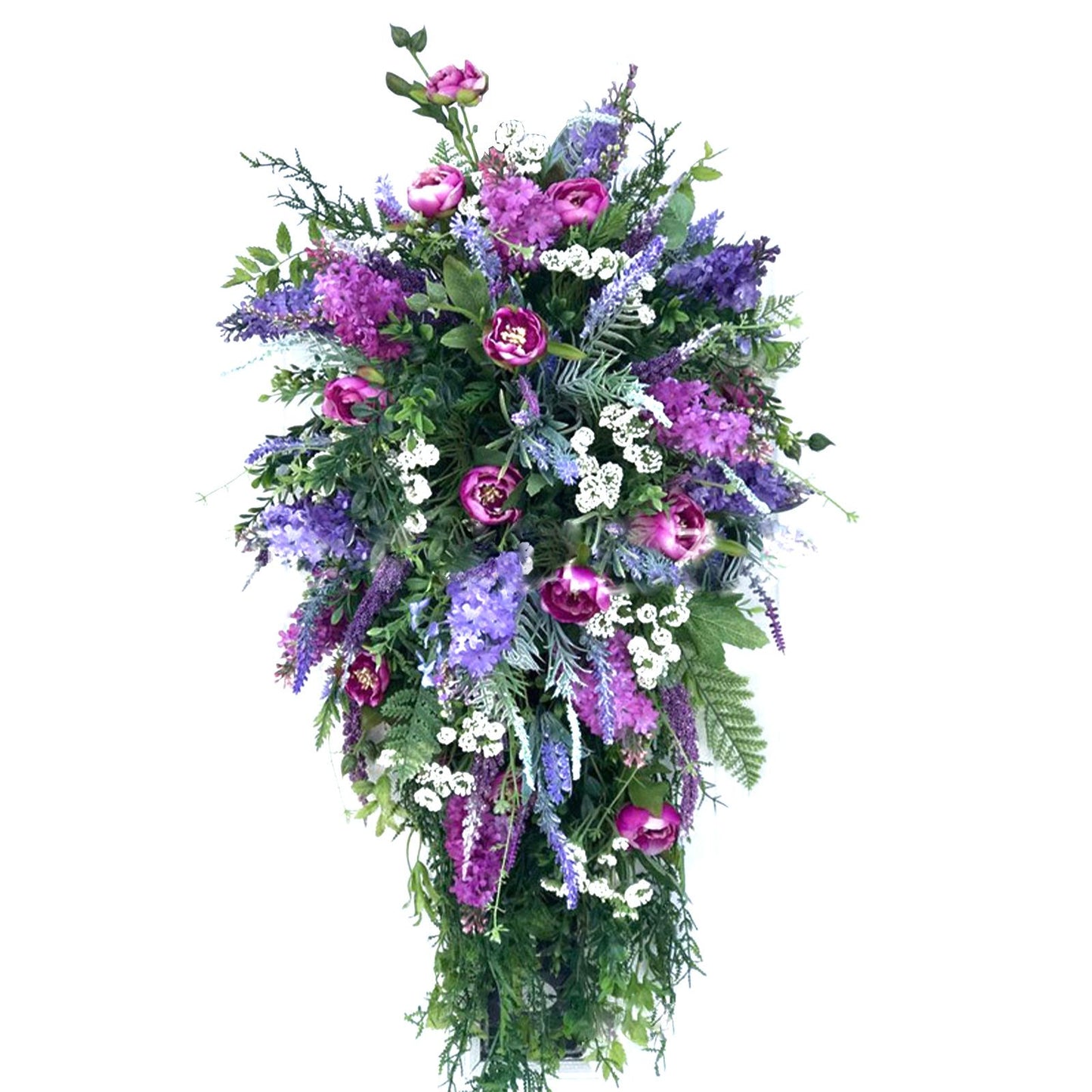 Artificial Flower Wreath Wreath with Lilacs Hyacinths Hydrangeas Spring Summer Floral Greenery Wreath B Large V1294-YM0523-220323DY02-4