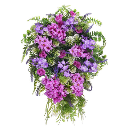 Artificial Flower Wreath Wreath with Lilacs Hyacinths Hydrangeas Spring Summer Floral Greenery Wreath B Large V1294-YM0523-220323DY02-4
