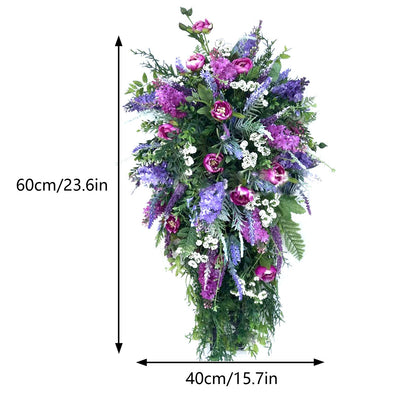 Artificial Flower Wreath Wreath with Lilacs Hyacinths Hydrangeas Spring Summer Floral Greenery Wreath B Large V1294-YM0523-220323DY02-4
