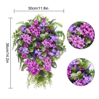 Artificial Flower Wreath Wreath with Lilacs Hyacinths Hydrangeas Spring Summer Floral Greenery Wreath B Large V1294-YM0523-220323DY02-4