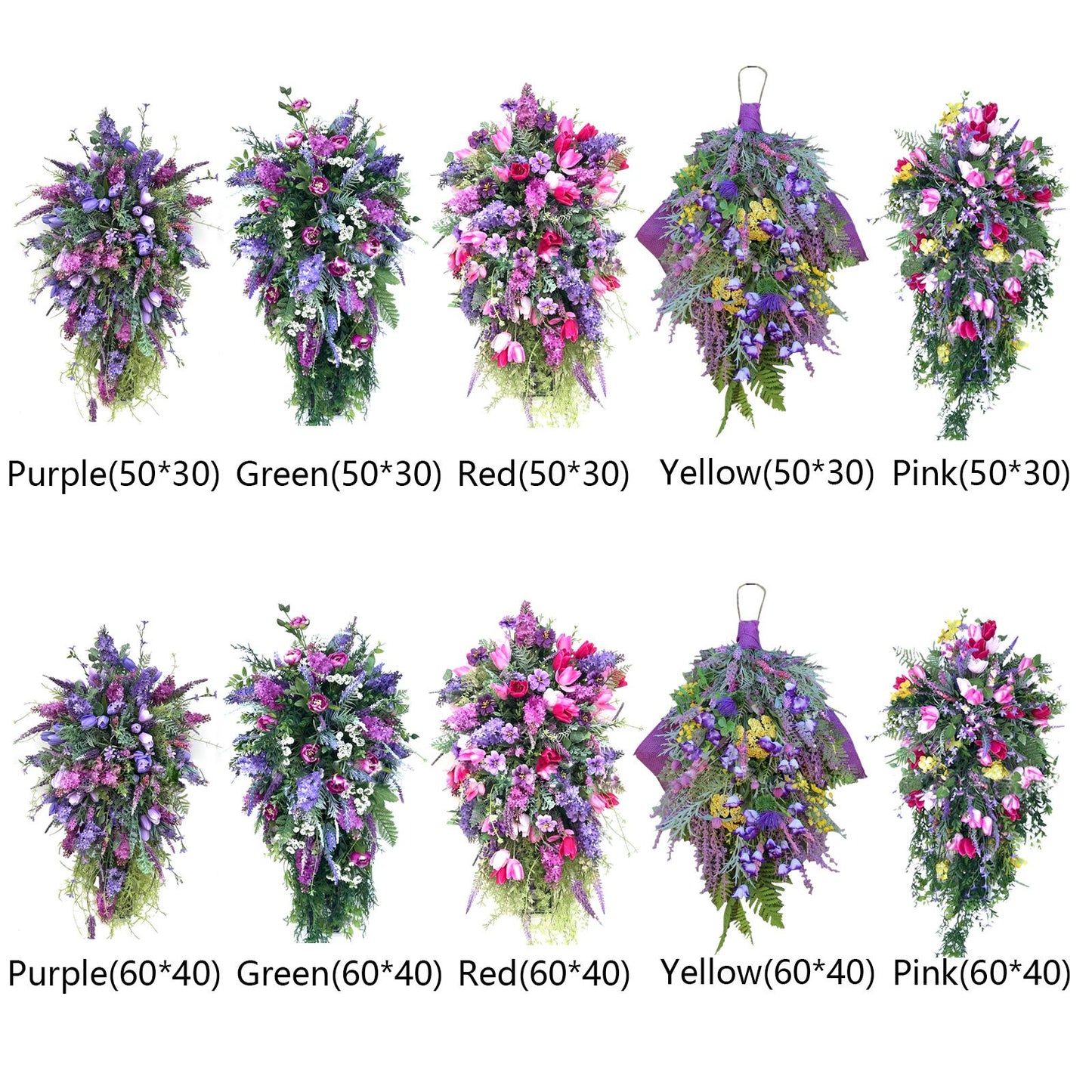Artificial Flower Wreath Wreath with Lilacs Hyacinths Hydrangeas Spring Summer Floral Greenery Wreath B Large V1294-YM0523-220323DY02-4