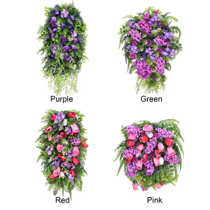 Artificial Flower Wreath Wreath with Lilacs Hyacinths Hydrangeas Spring Summer Floral Greenery Wreath B Large V1294-YM0523-220323DY02-4