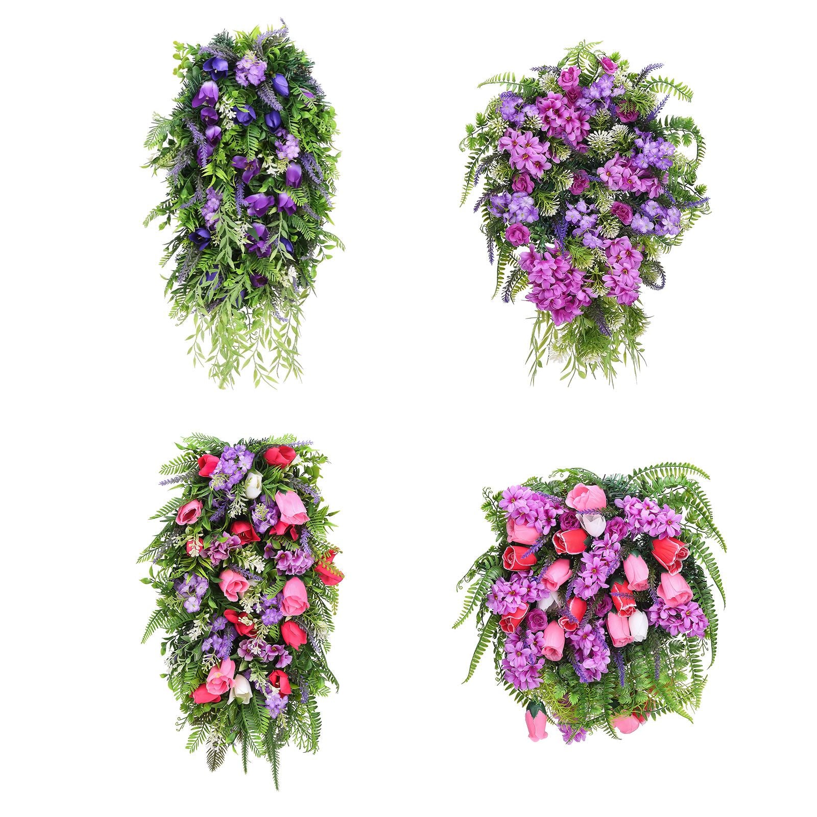 Artificial Flower Wreath Wreath with Lilacs Hyacinths Hydrangeas Spring Summer Floral Greenery Wreath B Large V1294-YM0523-220323DY02-4