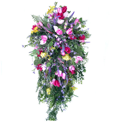 Artificial Flower Wreath Wreath with Lilacs Hyacinths Hydrangeas Spring Summer Floral Greenery Wreath E Small V1294-YM0523-220323DY02-9