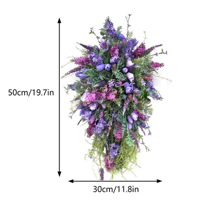 Artificial Flower Wreath Wreath with Lilacs Hyacinths Hydrangeas Spring Summer Floral Greenery Wreath E Small V1294-YM0523-220323DY02-9