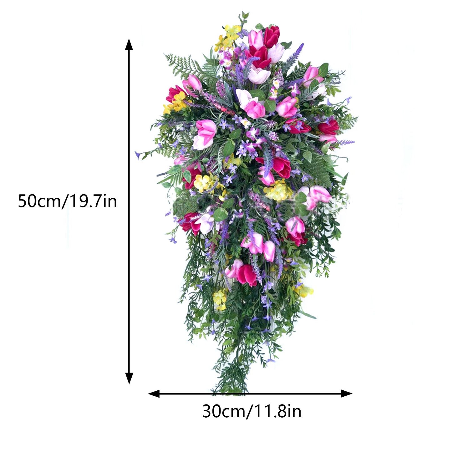 Artificial Flower Wreath Wreath with Lilacs Hyacinths Hydrangeas Spring Summer Floral Greenery Wreath E Small V1294-YM0523-220323DY02-9