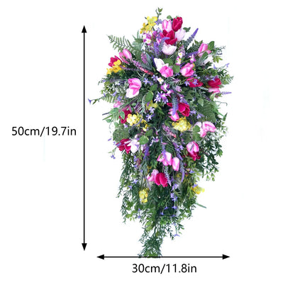 Artificial Flower Wreath Wreath with Lilacs Hyacinths Hydrangeas Spring Summer Floral Greenery Wreath E Small V1294-YM0523-220323DY02-9