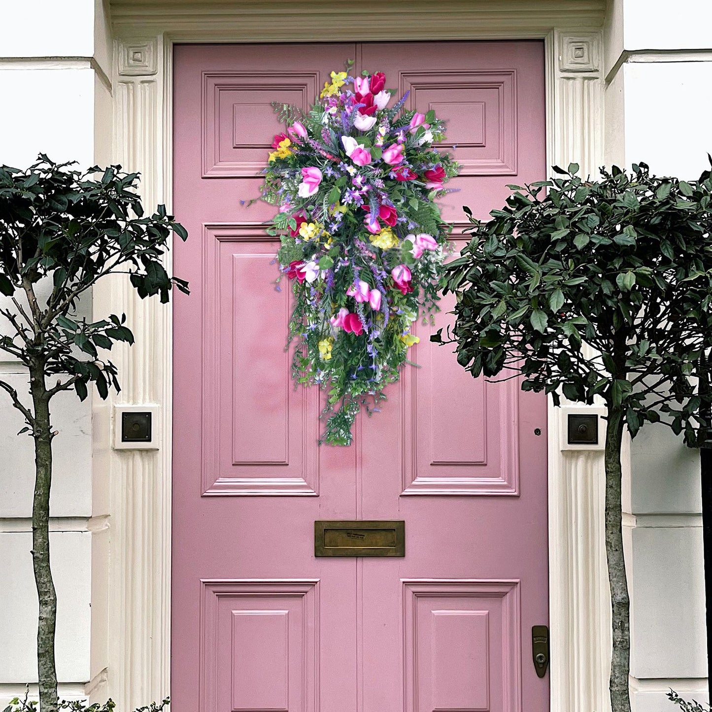 Artificial Flower Wreath Wreath with Lilacs Hyacinths Hydrangeas Spring Summer Floral Greenery Wreath E Small V1294-YM0523-220323DY02-9