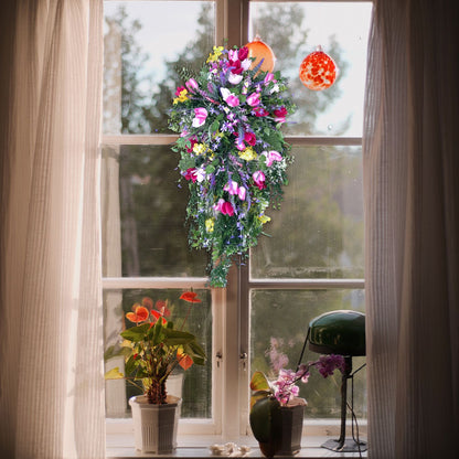 Artificial Flower Wreath Wreath with Lilacs Hyacinths Hydrangeas Spring Summer Floral Greenery Wreath E Small V1294-YM0523-220323DY02-9
