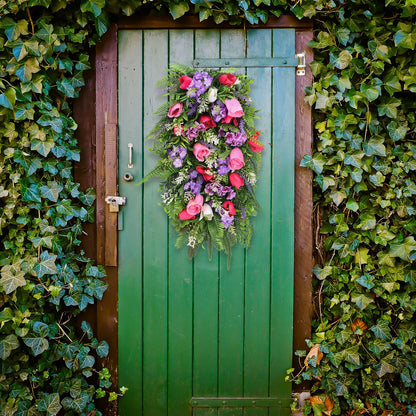 Artificial Flower Wreath Wreath with Lilacs Hyacinths Hydrangeas Spring Summer Floral Greenery Wreath E Small V1294-YM0523-220323DY02-9