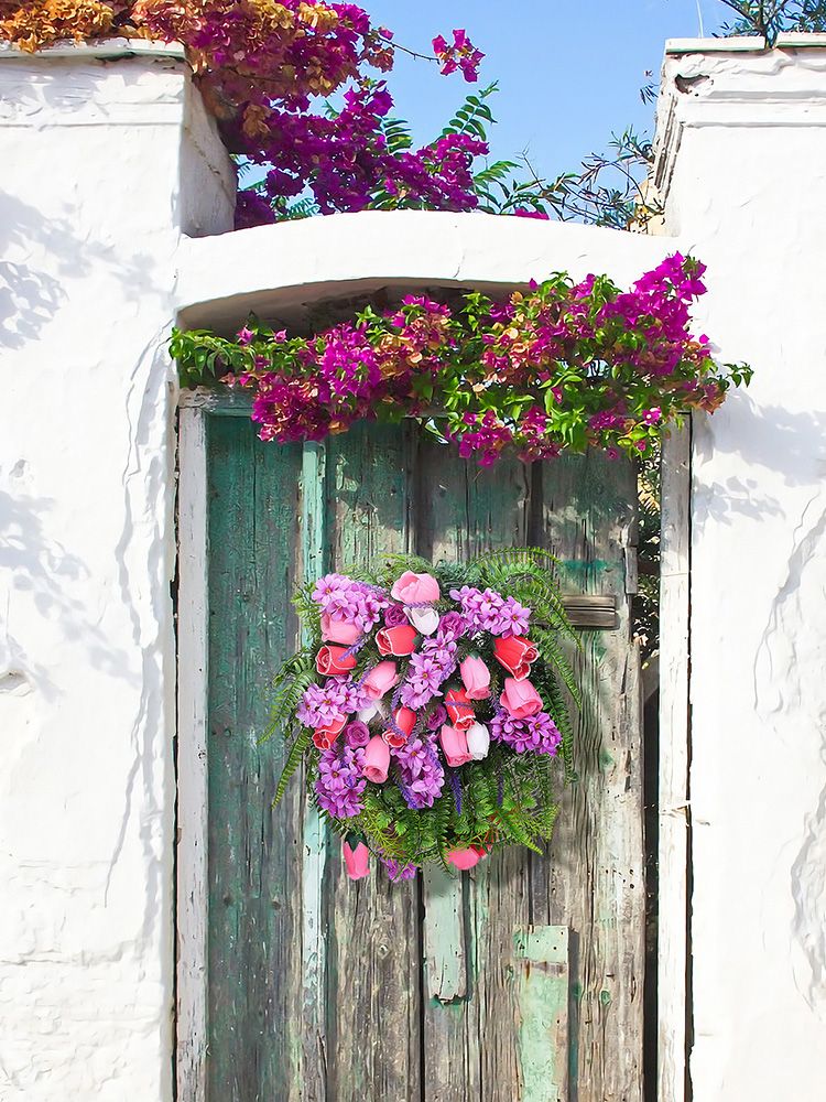 Artificial Flower Wreath Wreath with Lilacs Hyacinths Hydrangeas Spring Summer Floral Greenery Wreath E Small V1294-YM0523-220323DY02-9