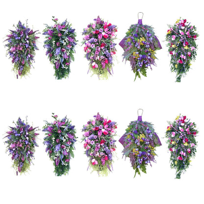 Artificial Flower Wreath Wreath with Lilacs Hyacinths Hydrangeas Spring Summer Floral Greenery Wreath E Small V1294-YM0523-220323DY02-9