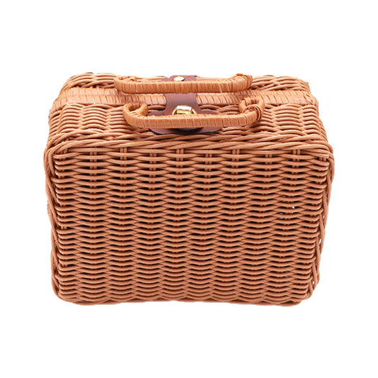 Vintage Handmade Imitation Rattan Woven Storage Case Makeup Travel Picnic Shop Luggage Basket Holder Sundries V1294-YM0523-220323DY04-1