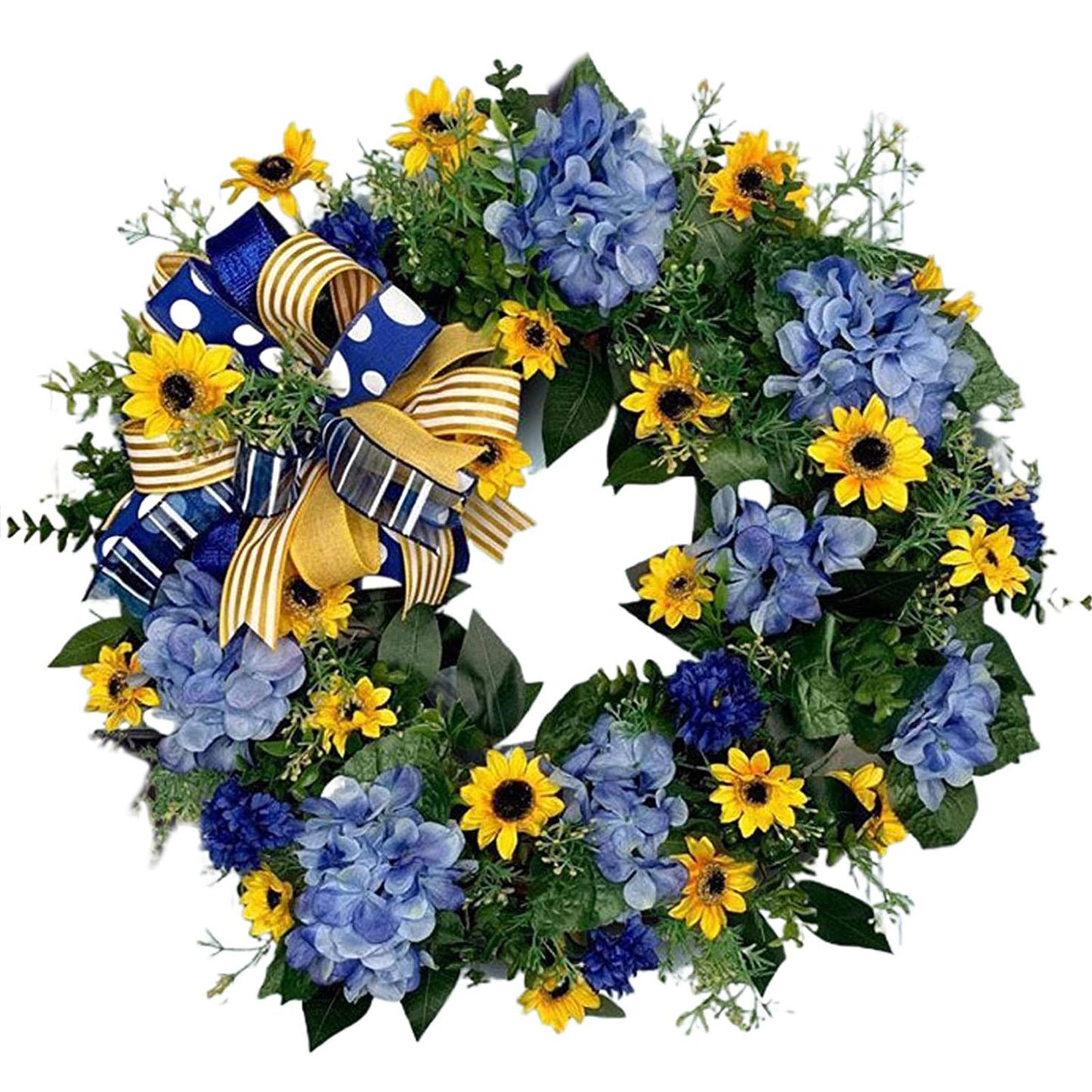 Blue and Yellow Wreaths Flower Garland Front Door V1294-YM0523-220328ZH04