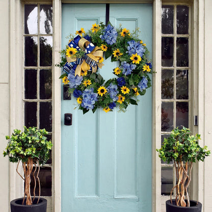 Blue and Yellow Wreaths Flower Garland Front Door V1294-YM0523-220328ZH04