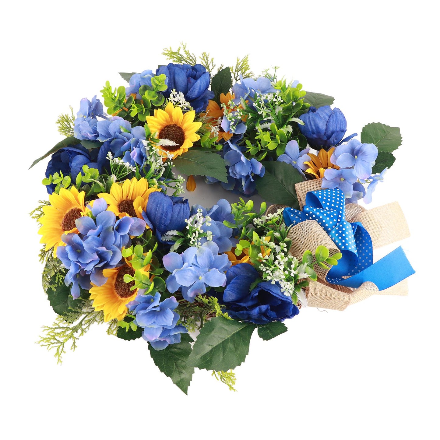 Blue and Yellow Wreaths Flower Garland Front Door V1294-YM0523-220328ZH04
