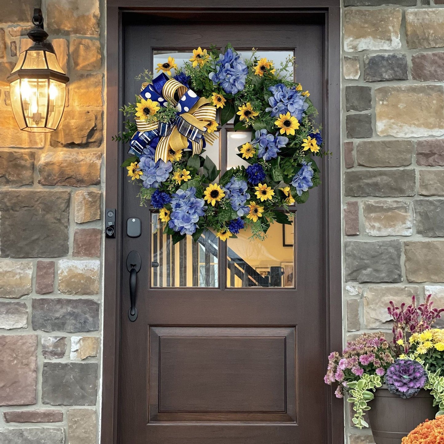 Blue and Yellow Wreaths Flower Garland Front Door V1294-YM0523-220328ZH04