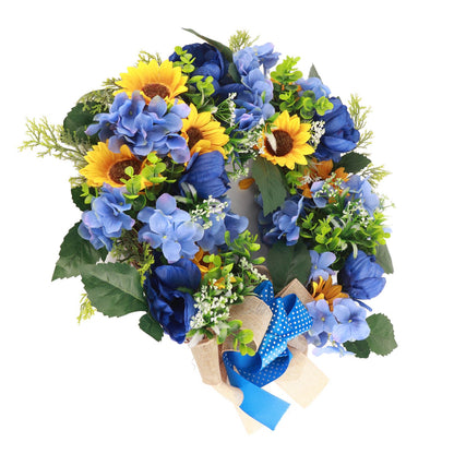 Blue and Yellow Wreaths Flower Garland Front Door V1294-YM0523-220328ZH04