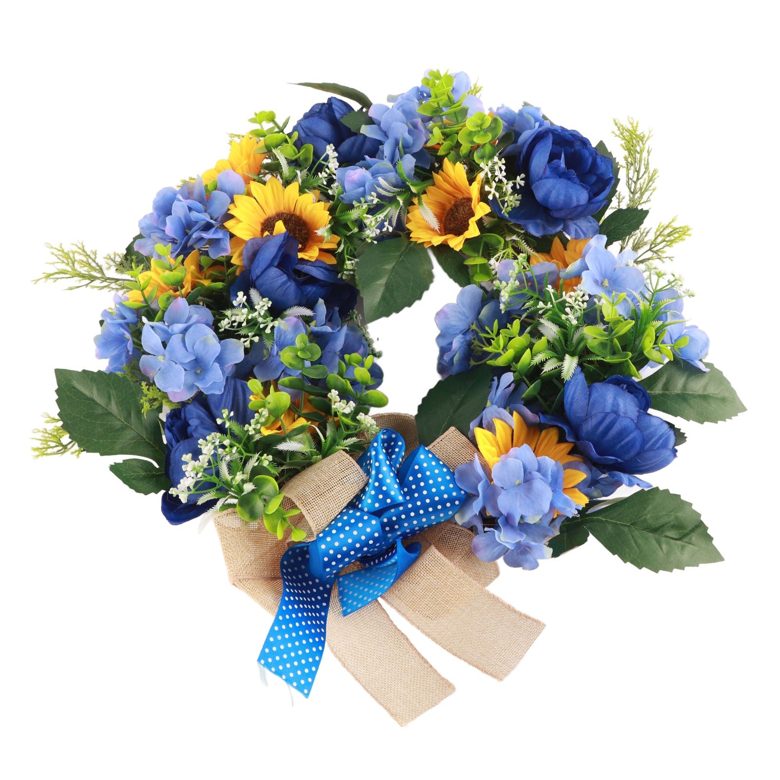 Blue and Yellow Wreaths Flower Garland Front Door V1294-YM0523-220328ZH04