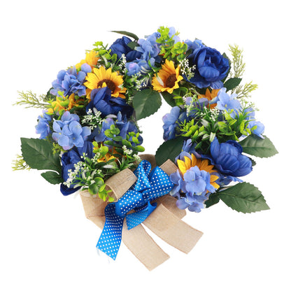 Blue and Yellow Wreaths Flower Garland Front Door V1294-YM0523-220328ZH04