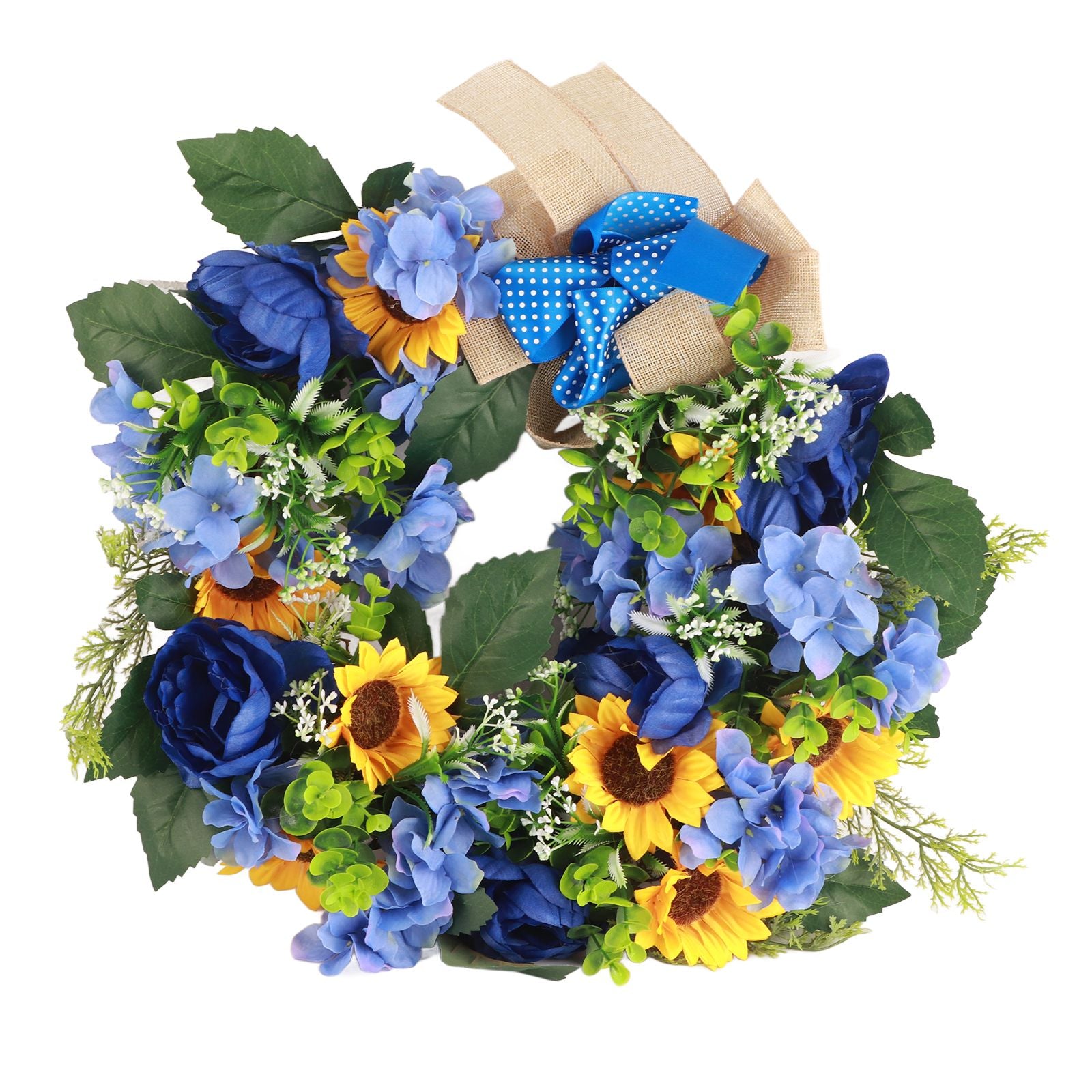 Blue and Yellow Wreaths Flower Garland Front Door V1294-YM0523-220328ZH04
