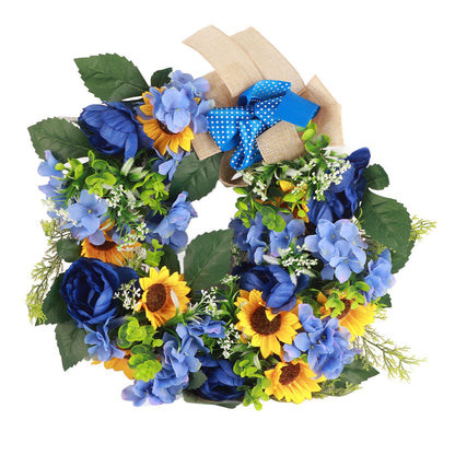 Blue and Yellow Wreaths Flower Garland Front Door V1294-YM0523-220328ZH04
