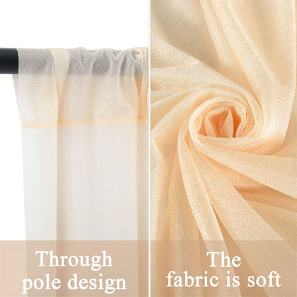 Backdrop Curtain Champagne 1.5x2.15m Yarn Durable Backdrop Drape for Wedding Party V1294-YM0523-220330LD02-4