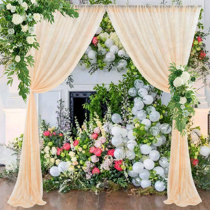 Backdrop Curtain Champagne 1.5x2.15m Yarn Durable Backdrop Drape for Wedding Party V1294-YM0523-220330LD02-4