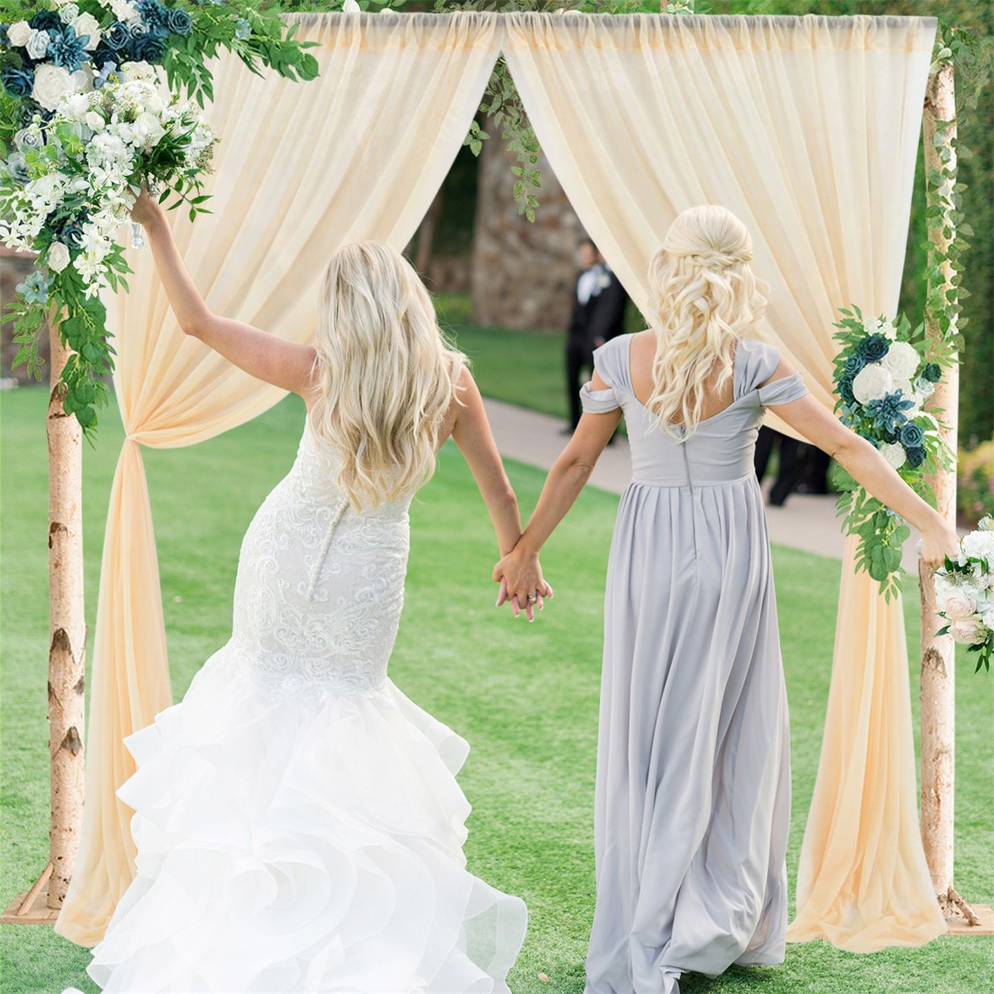 Backdrop Curtain Champagne 1.5x2.15m Yarn Durable Backdrop Drape for Wedding Party V1294-YM0523-220330LD02-4