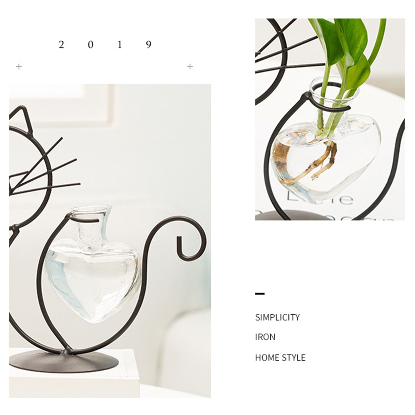 Simple Cat Iron Flower Ware Hydroponic Flower Arrangement Vase V1294-YM0523-220331WD01-1