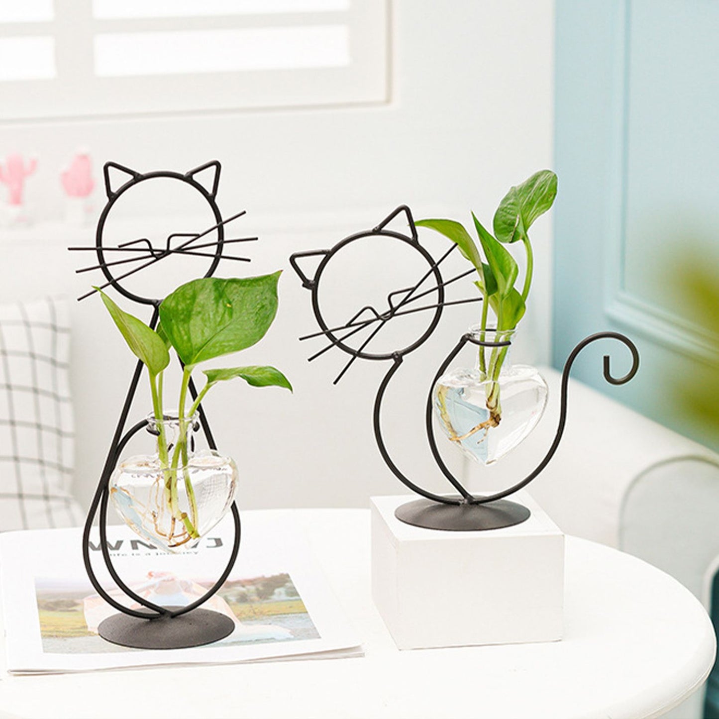Simple Cat Iron Flower Ware Hydroponic Flower Arrangement Vase V1294-YM0523-220331WD01-2