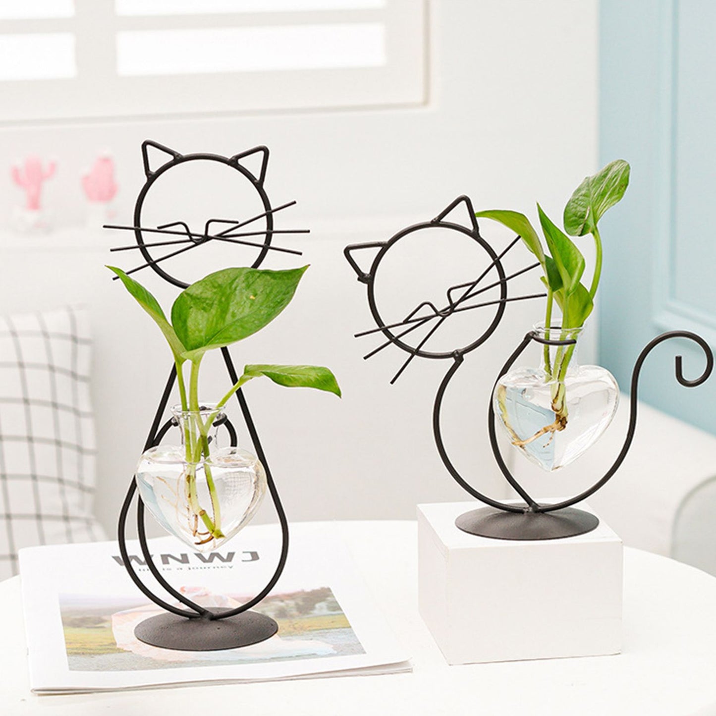 Simple Cat Iron Flower Ware Hydroponic Flower Arrangement Vase V1294-YM0523-220331WD01-2