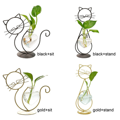Simple Cat Iron Flower Ware Hydroponic Flower Arrangement Vase V1294-YM0523-220331WD01-2