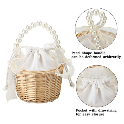 Wedding Ceremony Ring Pillow Flower Basket Portable Burlap Bowknot Vintage Wedding Basket V1294-YM0523-220331XY01-1