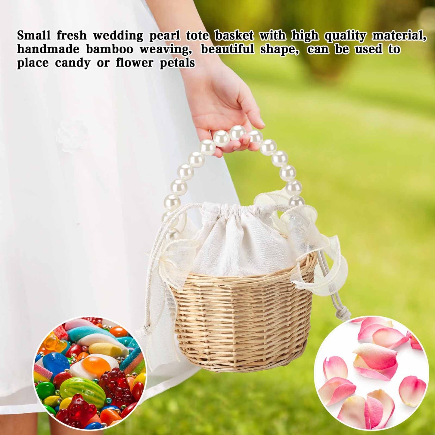 Wedding Ceremony Ring Pillow Flower Basket Portable Burlap Bowknot Vintage Wedding Basket V1294-YM0523-220331XY01-1