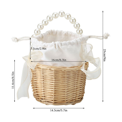Wedding Ceremony Ring Pillow Flower Basket Portable Burlap Bowknot Vintage Wedding Basket V1294-YM0523-220331XY01-1