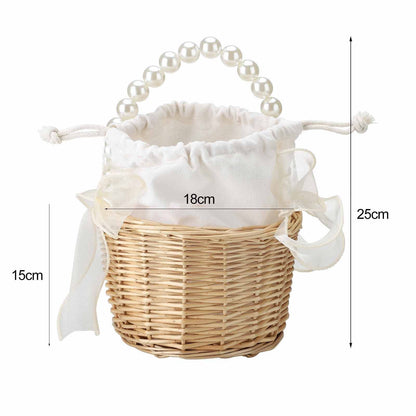 Wedding Ceremony Ring Pillow Flower Basket Portable Burlap Bowknot Vintage Wedding Basket V1294-YM0523-220331XY01-1