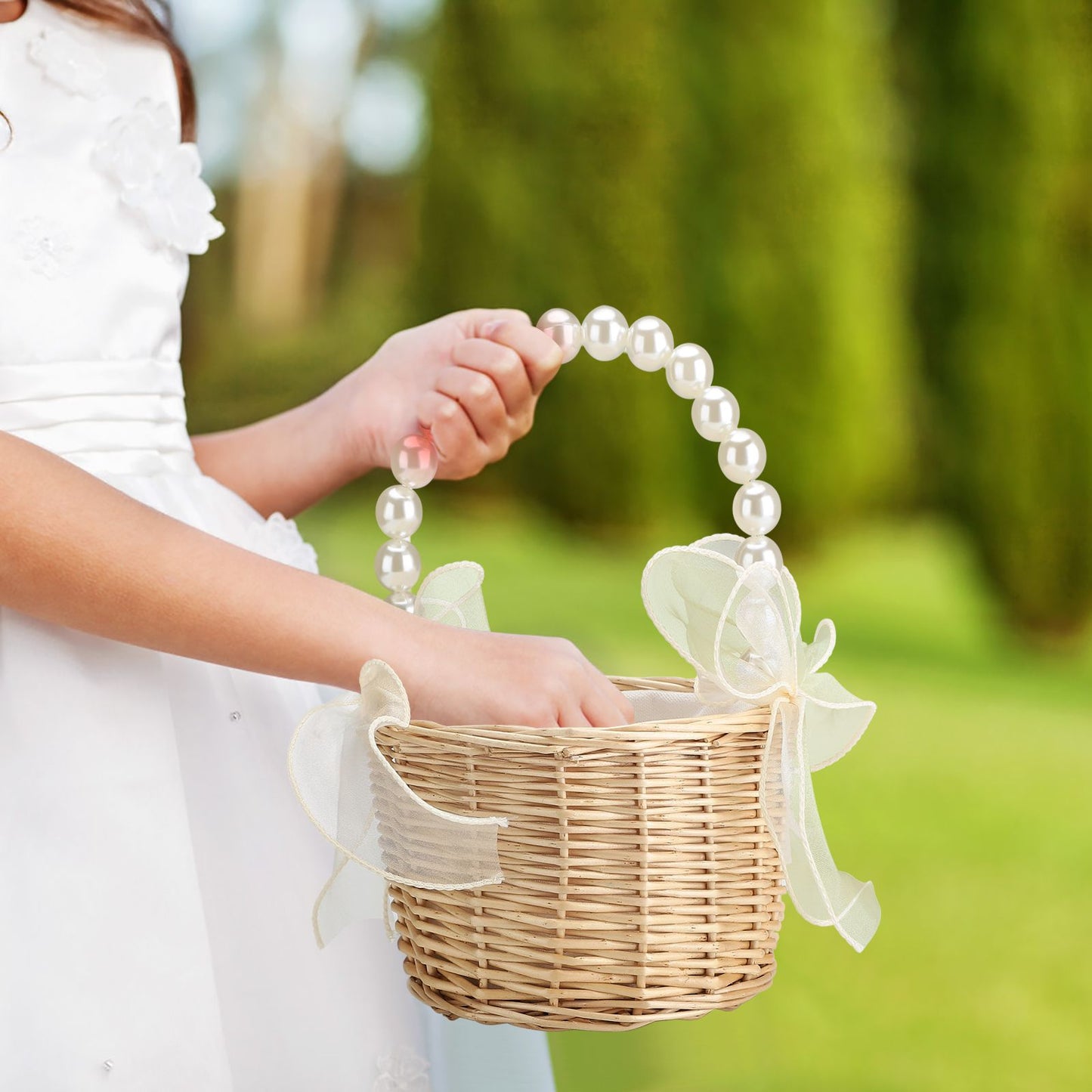 Wedding Ceremony Ring Pillow Flower Basket Portable Burlap Bowknot Vintage Wedding Basket V1294-YM0523-220331XY01-1