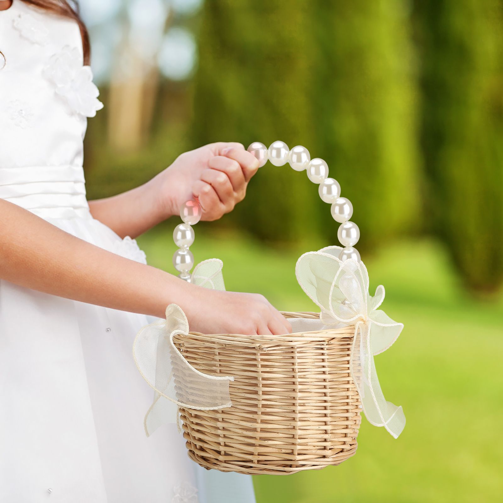 Wedding Ceremony Ring Pillow Flower Basket Portable Burlap Bowknot Vintage Wedding Basket V1294-YM0523-220331XY01-1
