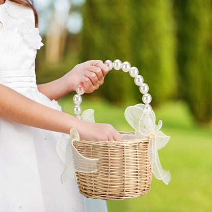 Wedding Ceremony Ring Pillow Flower Basket Portable Burlap Bowknot Vintage Wedding Basket V1294-YM0523-220331XY01-1