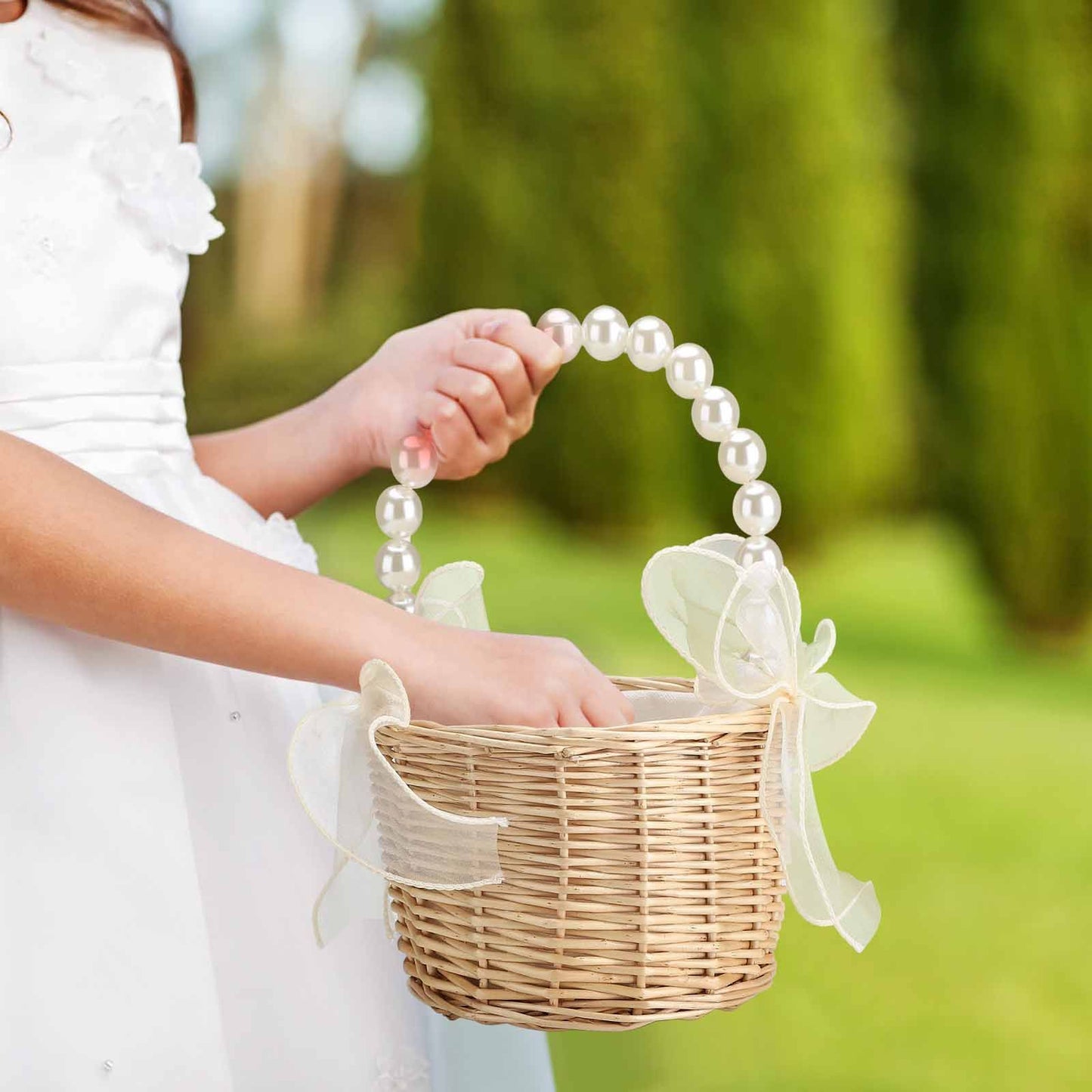 Wedding Ceremony Ring Pillow Flower Basket Portable Burlap Bowknot Vintage Wedding Basket V1294-YM0523-220331XY01-1