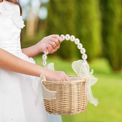 Wedding Ceremony Ring Pillow Flower Basket Portable Burlap Bowknot Vintage Wedding Basket V1294-YM0523-220331XY01-1