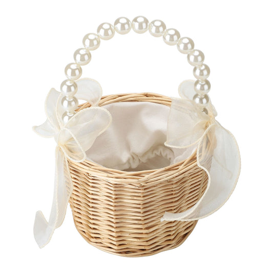 Wedding Ceremony Ring Pillow Flower Basket Portable Burlap Bowknot Vintage Wedding Basket V1294-YM0523-220331XY01-2