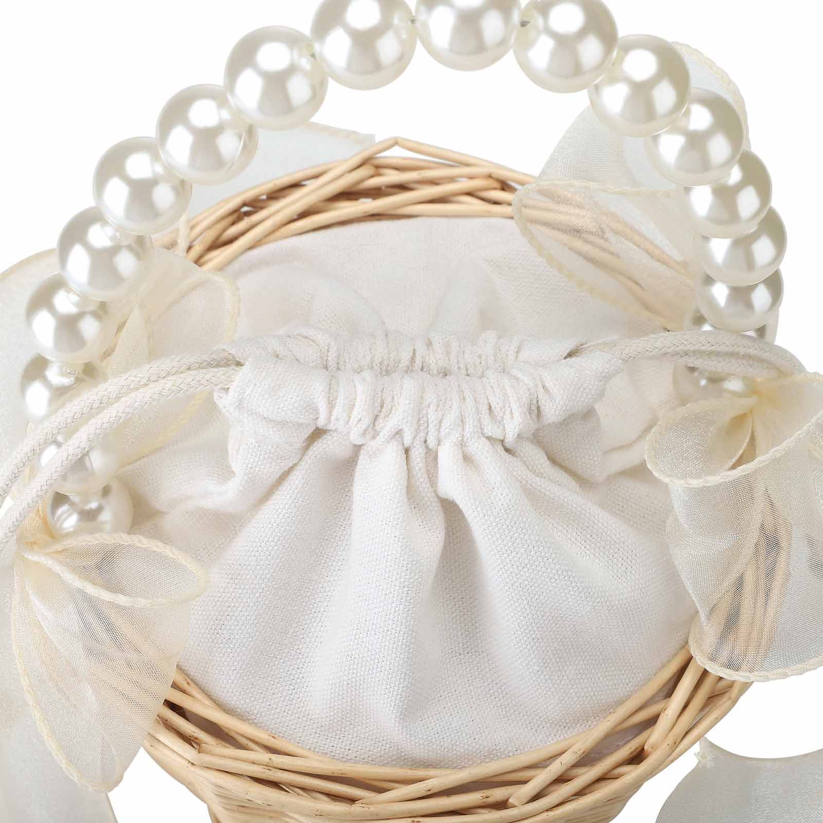Wedding Ceremony Ring Pillow Flower Basket Portable Burlap Bowknot Vintage Wedding Basket V1294-YM0523-220331XY01-2