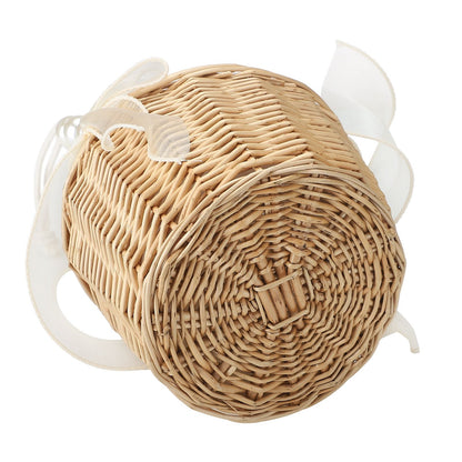 Wedding Ceremony Ring Pillow Flower Basket Portable Burlap Bowknot Vintage Wedding Basket V1294-YM0523-220331XY01-2