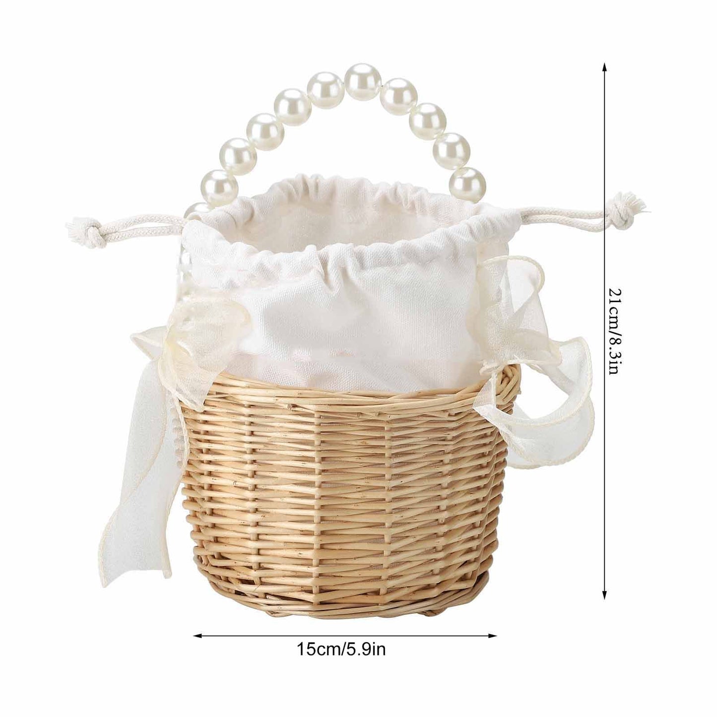 Wedding Ceremony Ring Pillow Flower Basket Portable Burlap Bowknot Vintage Wedding Basket V1294-YM0523-220331XY01-2