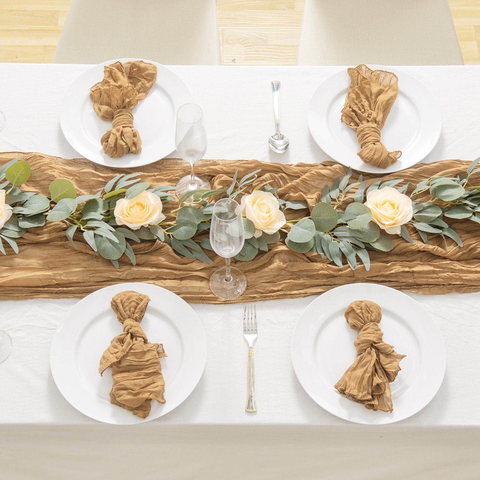 Pleated Cheese Cloth Table Flag Foldable Table Runner for Dining Table V1294-YM0523-220401YF14-4