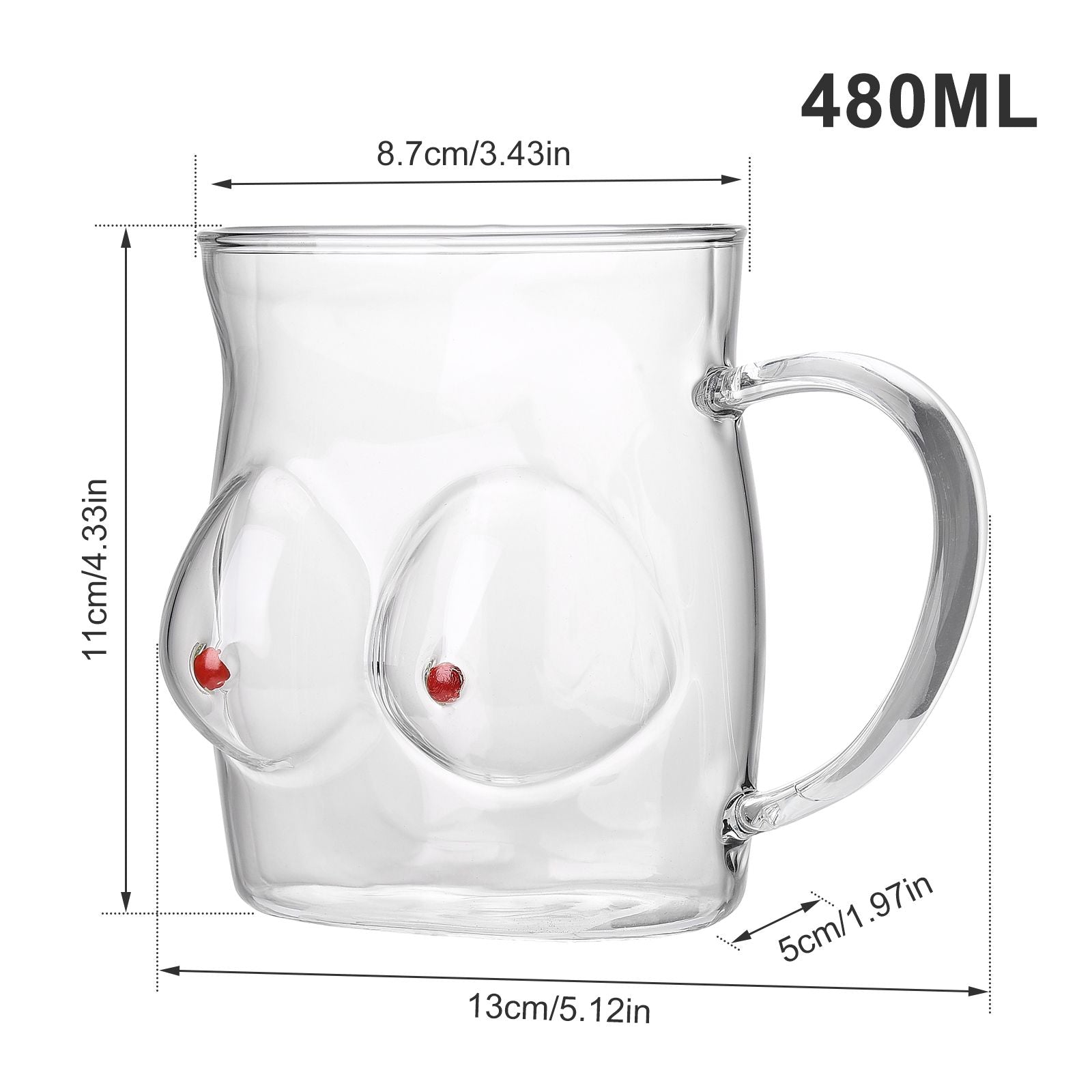 Glass Coffee Mug 480ml Large Capacity Glass Household Milk Juice Breakfast Cup with Handle V1294-YM0523-220406TW05