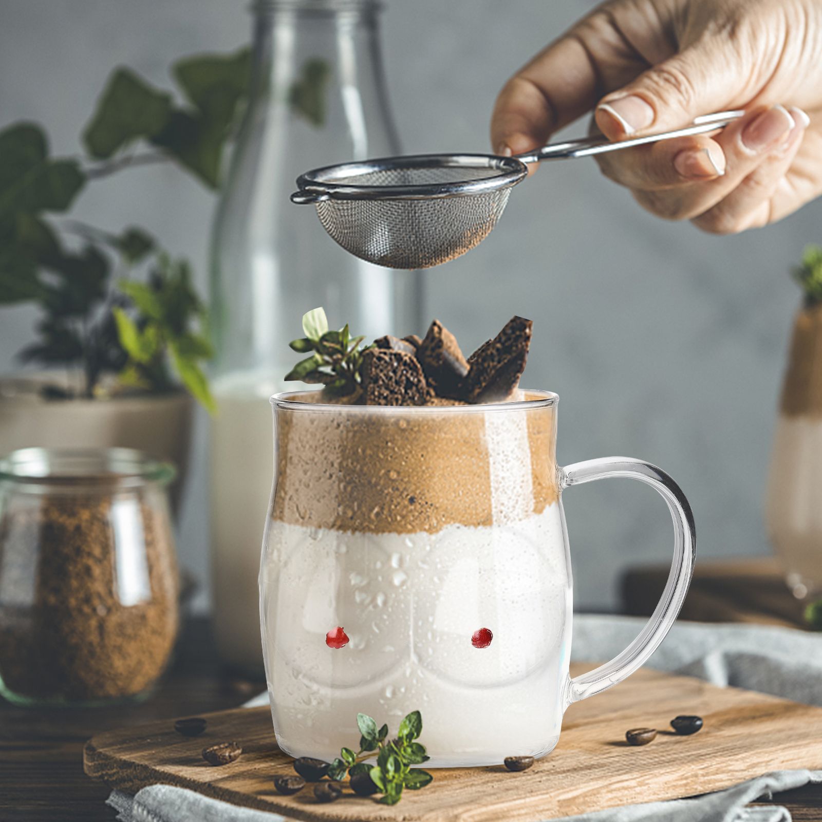 Glass Coffee Mug 480ml Large Capacity Glass Household Milk Juice Breakfast Cup with Handle V1294-YM0523-220406TW05