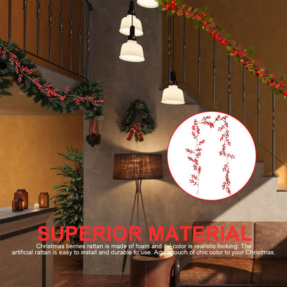 Artificial Berry Rattan with Black Berries Christmas Decoration Rattan for Mantelpiece Stair Handrail V1294-YM0523-220406TW08-1